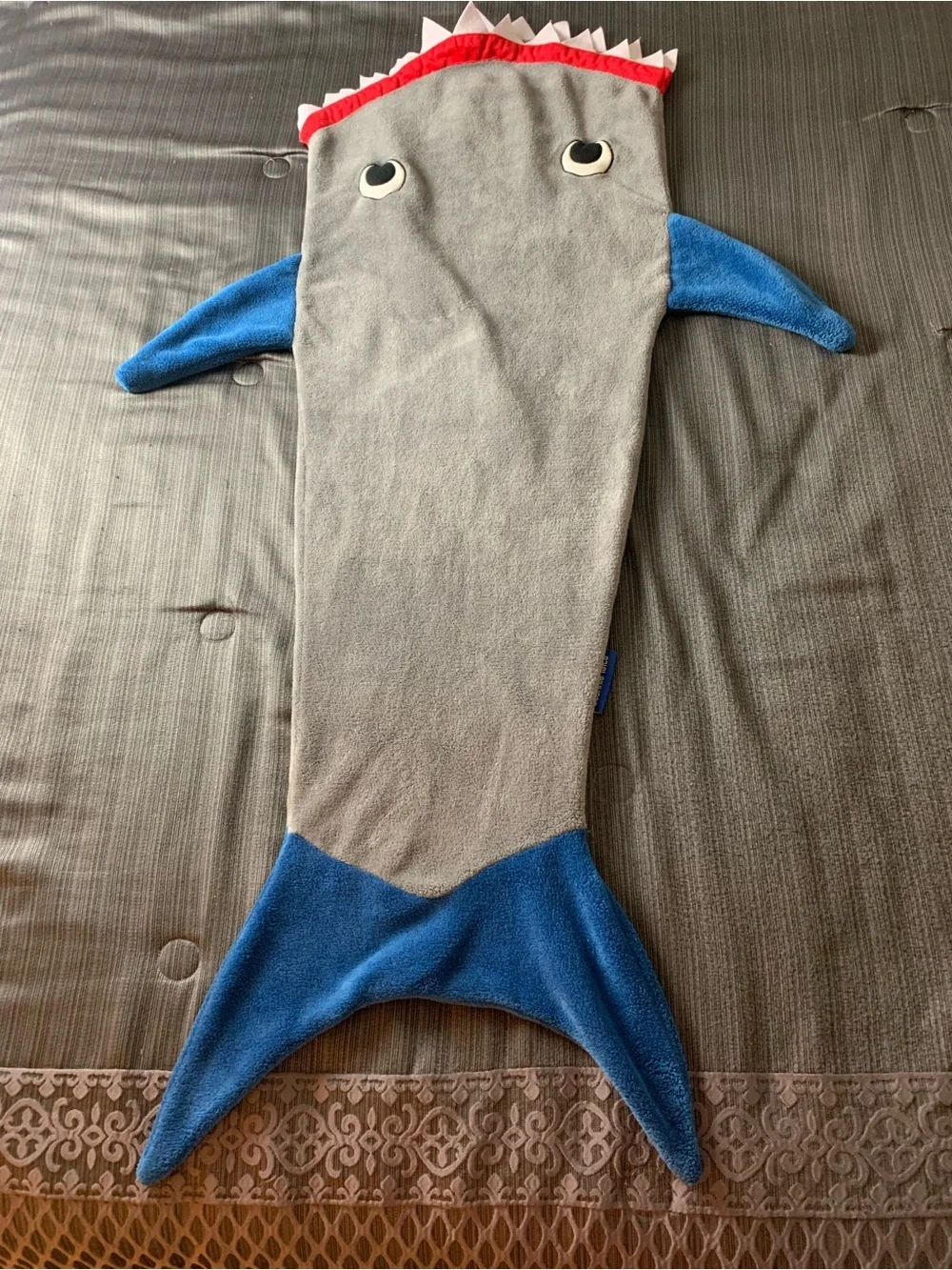 Blankie Tails Baby Shark Blanket Grey Blue